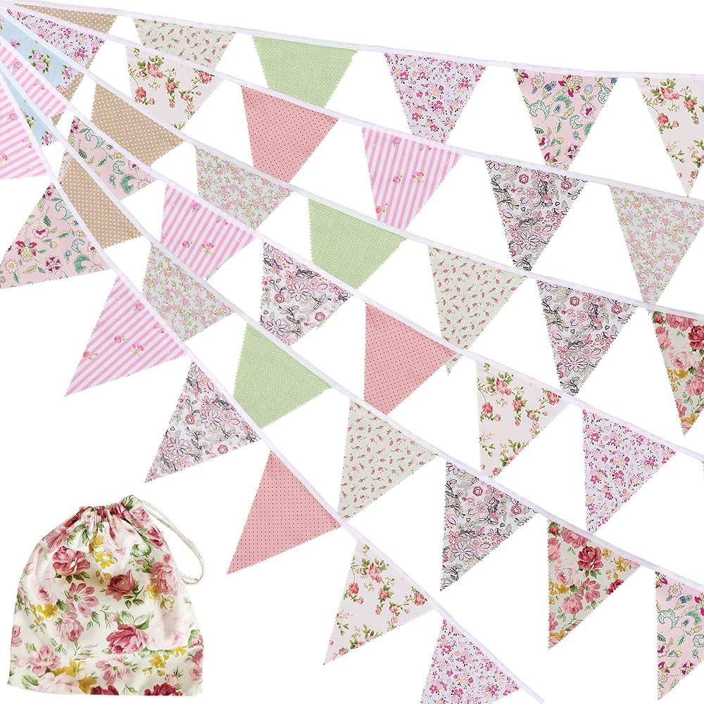 12M/40Ft Triangle Bunting Banner 42 Pcs Multicolored Fabric Flags Burlap Pennant Banner Flags Gar... | Amazon (US)