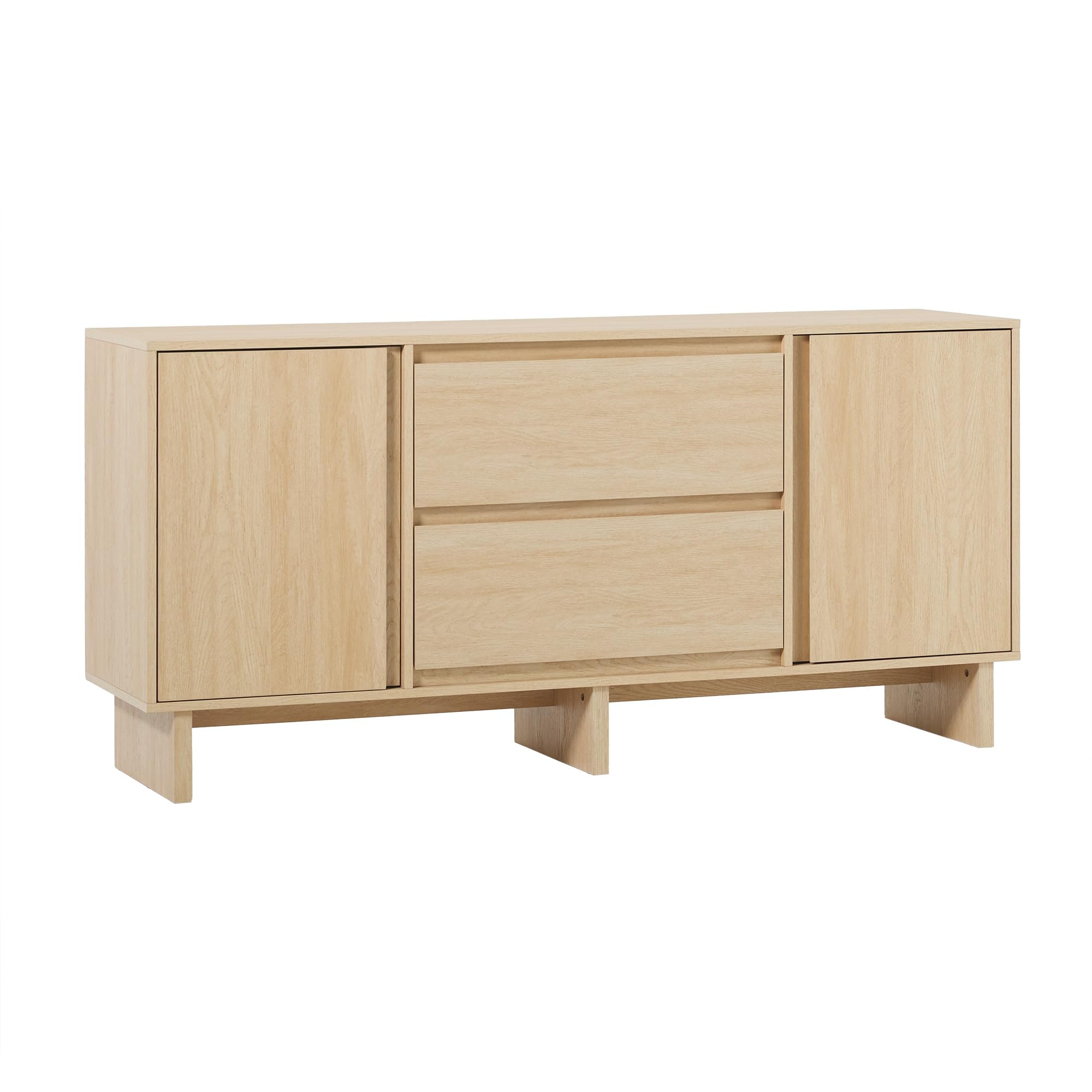 Walker Edison Modern Beveled 2-Door, 2-Drawer Sideboard, 63 Inch, Coastal Oak | Amazon (US)