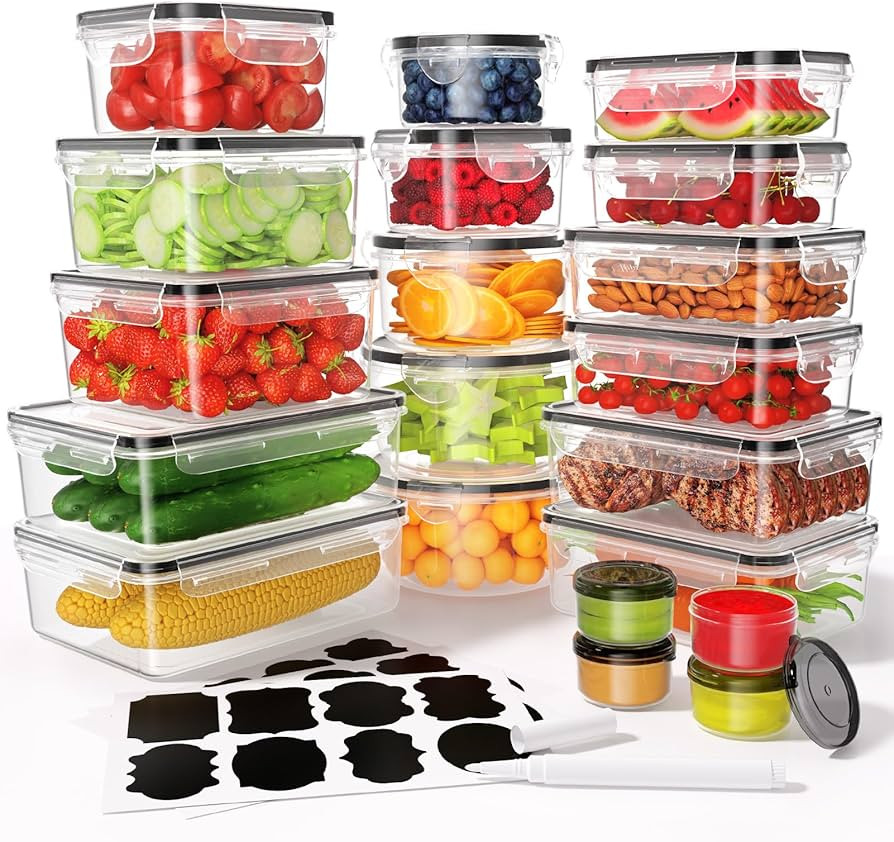 40 PCS Food Storage Containers with Lids Airtight (20 Containers & 20 Lids), Leak proof Meal Prep... | Amazon (US)