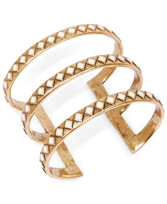 Lucky Brand Gold-Tone Diamond-Shaped Accent Cutout Cuff Bracelet | Macys (US)