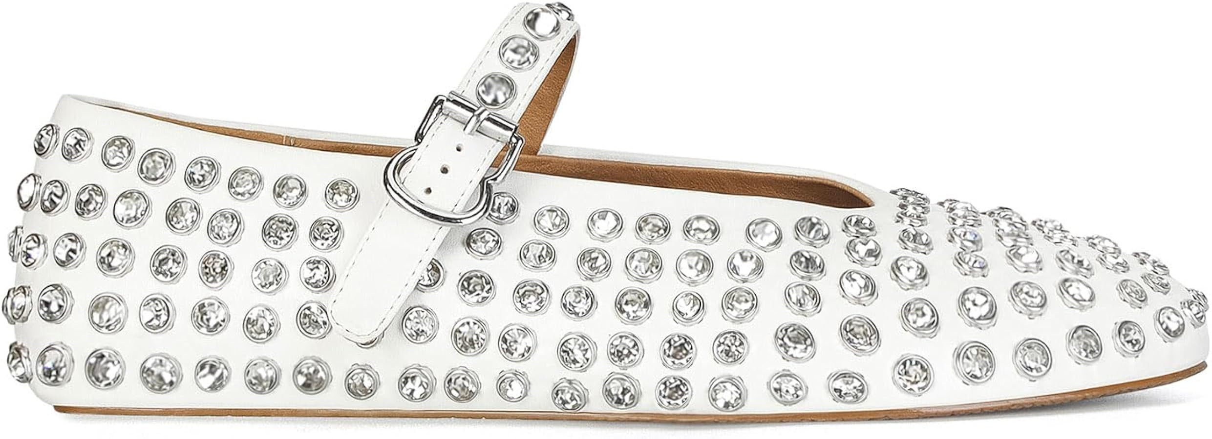 MICIFA Rhinestone Ballet Flats for Women, Crystals Ballerina Shoes Buckle Strap Mary Jane Flats R... | Amazon (US)