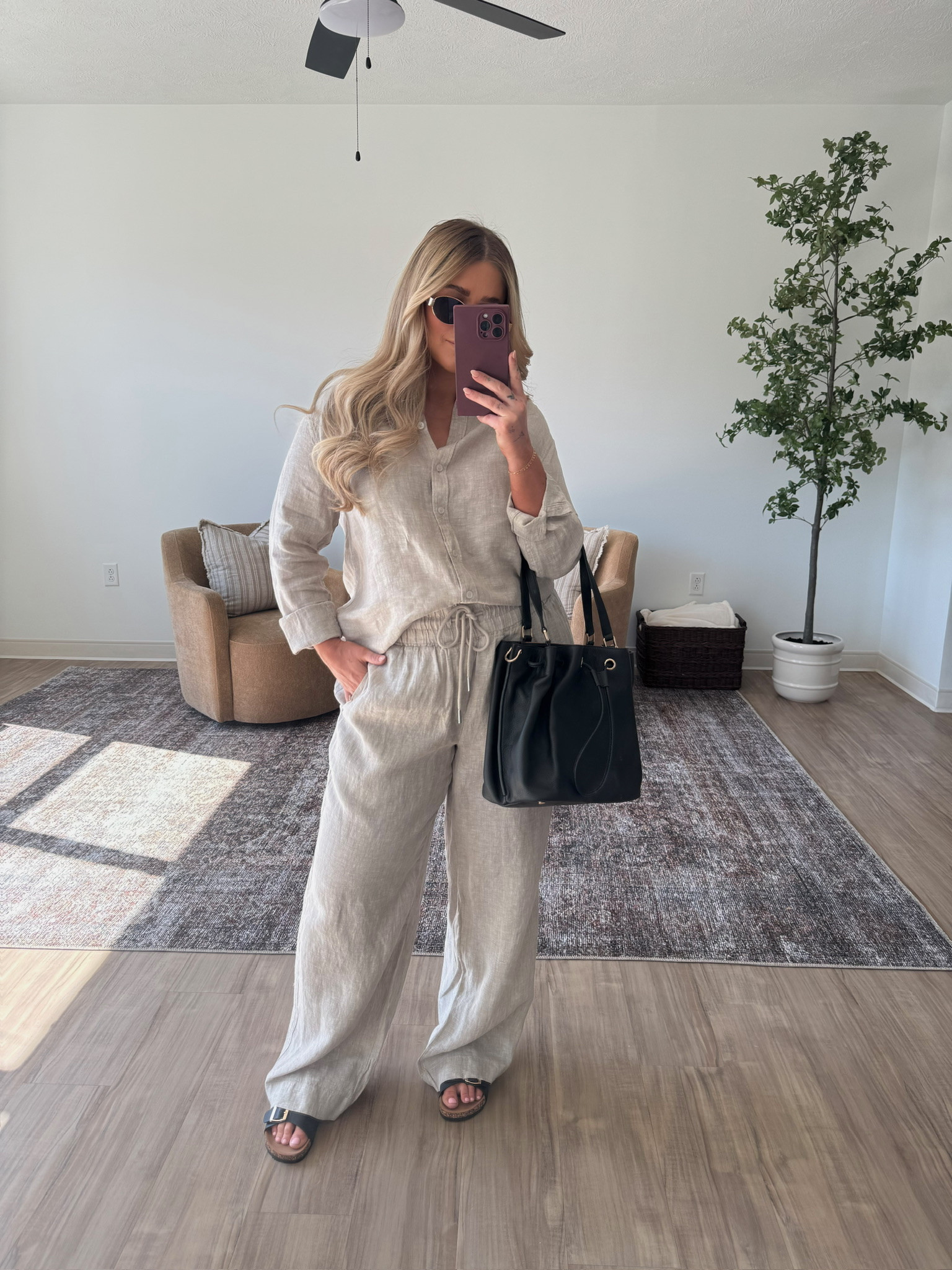 Love this linen set!!! I got a large top and XL bottoms 

#LTKMidsize #LTKootd