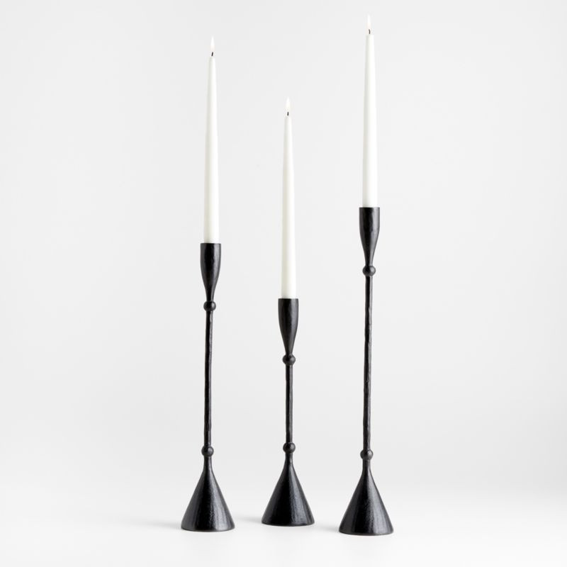 Ferric Black Metal Taper Candle Holders, Set of 3 + Reviews | Crate & Barrel | Crate & Barrel