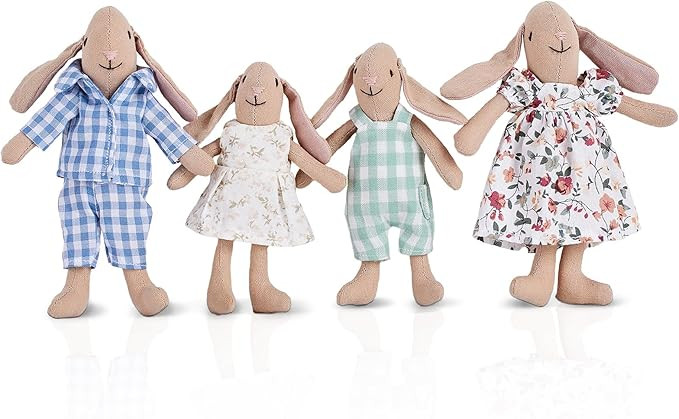 Giant bean Bunny Toys for Kids, Easter Bunny, 4 PCS Hand Made Rabbit Family Dolls with Removable ... | Amazon (US)
