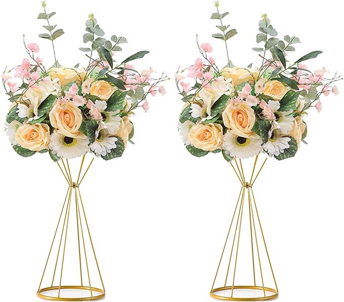 Sziqiqi Metallic Centerpiece Stands Tall Centerpiece Risers 2pcs, for Tabletop Flower Arrangement... | Amazon (US)
