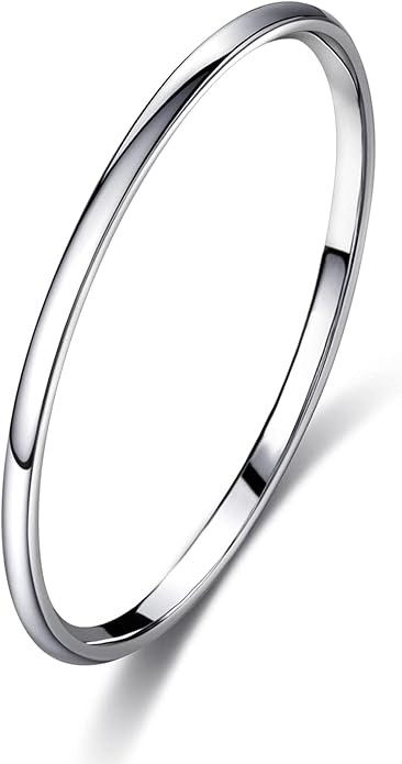 Honsny Silver Stainless Steel Ring Simple Rings for Men Women High Polished Wedding Band | Amazon (US)