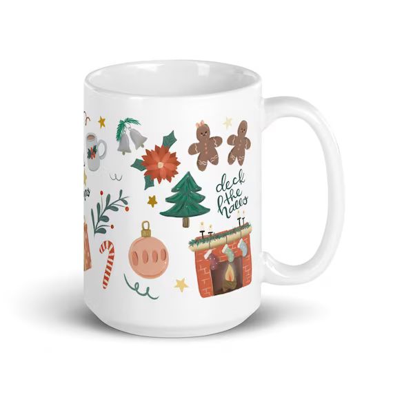 Christmas Doodle Mug Christmas Mug Gingerbread Design | Etsy | Etsy (US)