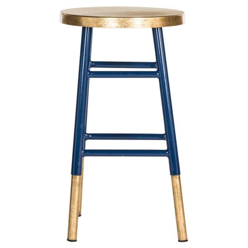 Safavieh Emery Counterstool Emery 24 Inch Tall Iron Counter Stool Navy / Gold Indoor Furniture Stool | Build.com, Inc.