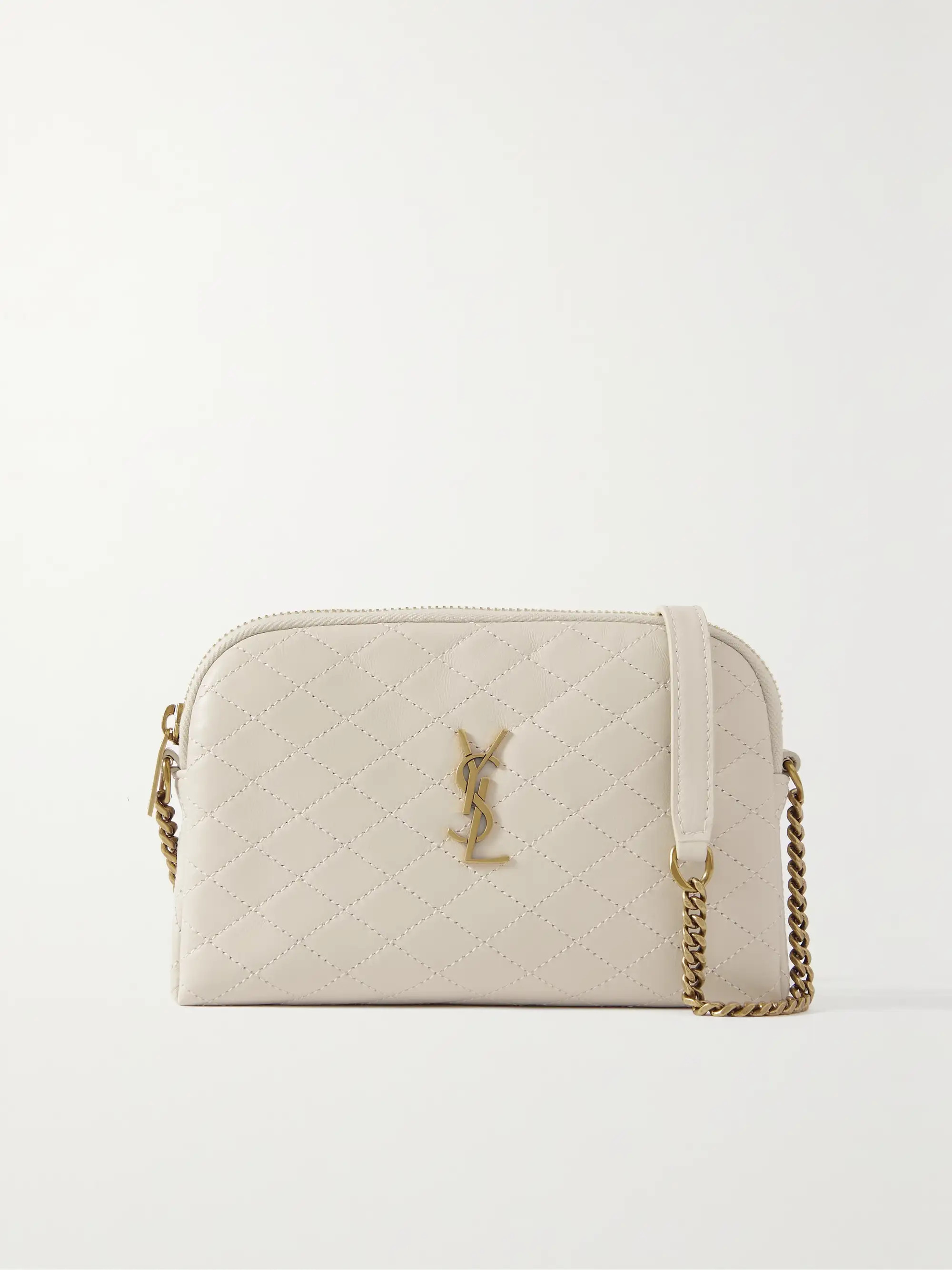 SAINT LAURENT - Gaby Medium Quilted Leather Shoulder Bag - Neutrals | NET-A-PORTER (US)