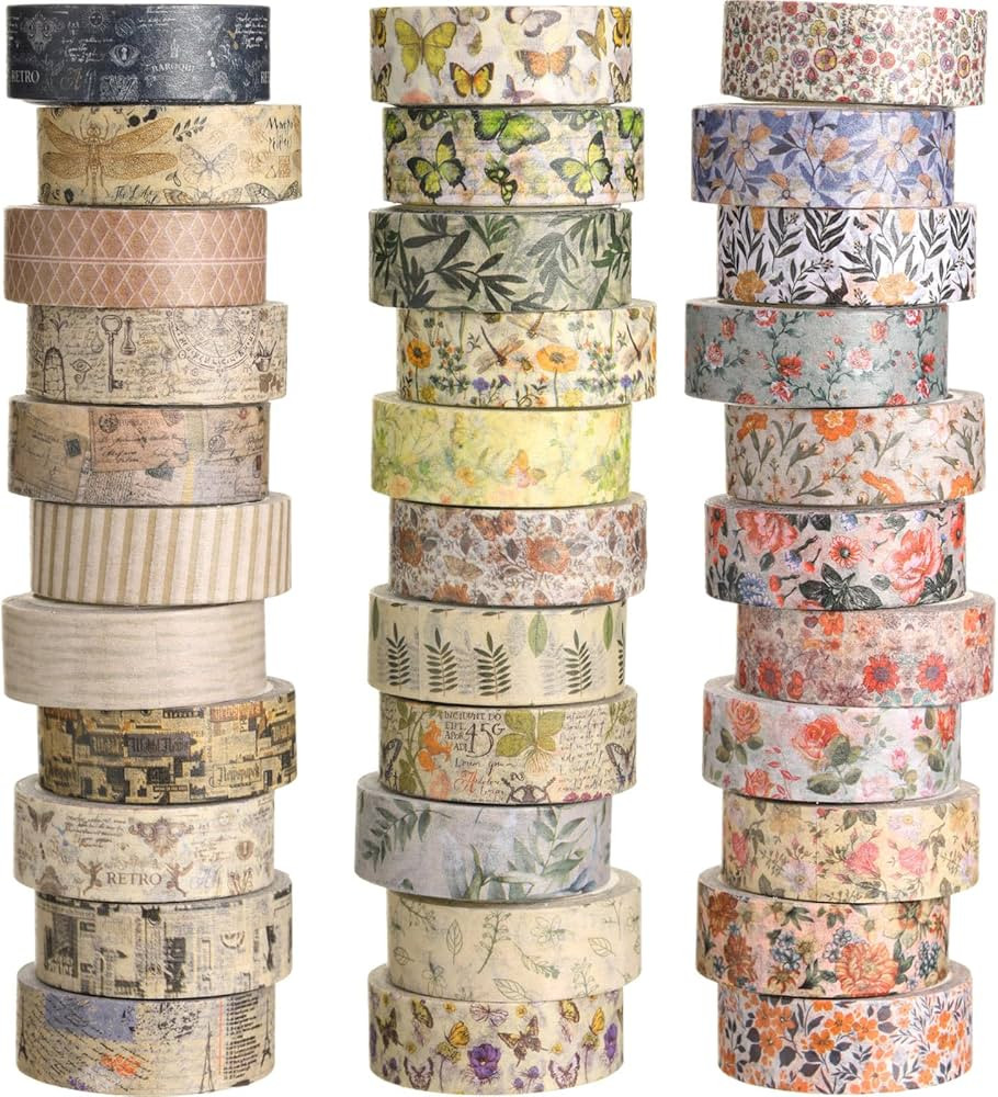 TaoBary 33 Rolls Holiday Plaid Washi Tape, 15 mm Summer 4th of July Fall Christmas Winter Washi T... | Amazon (US)