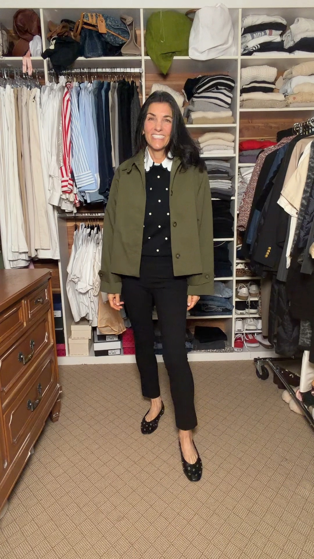 Black with olive trench