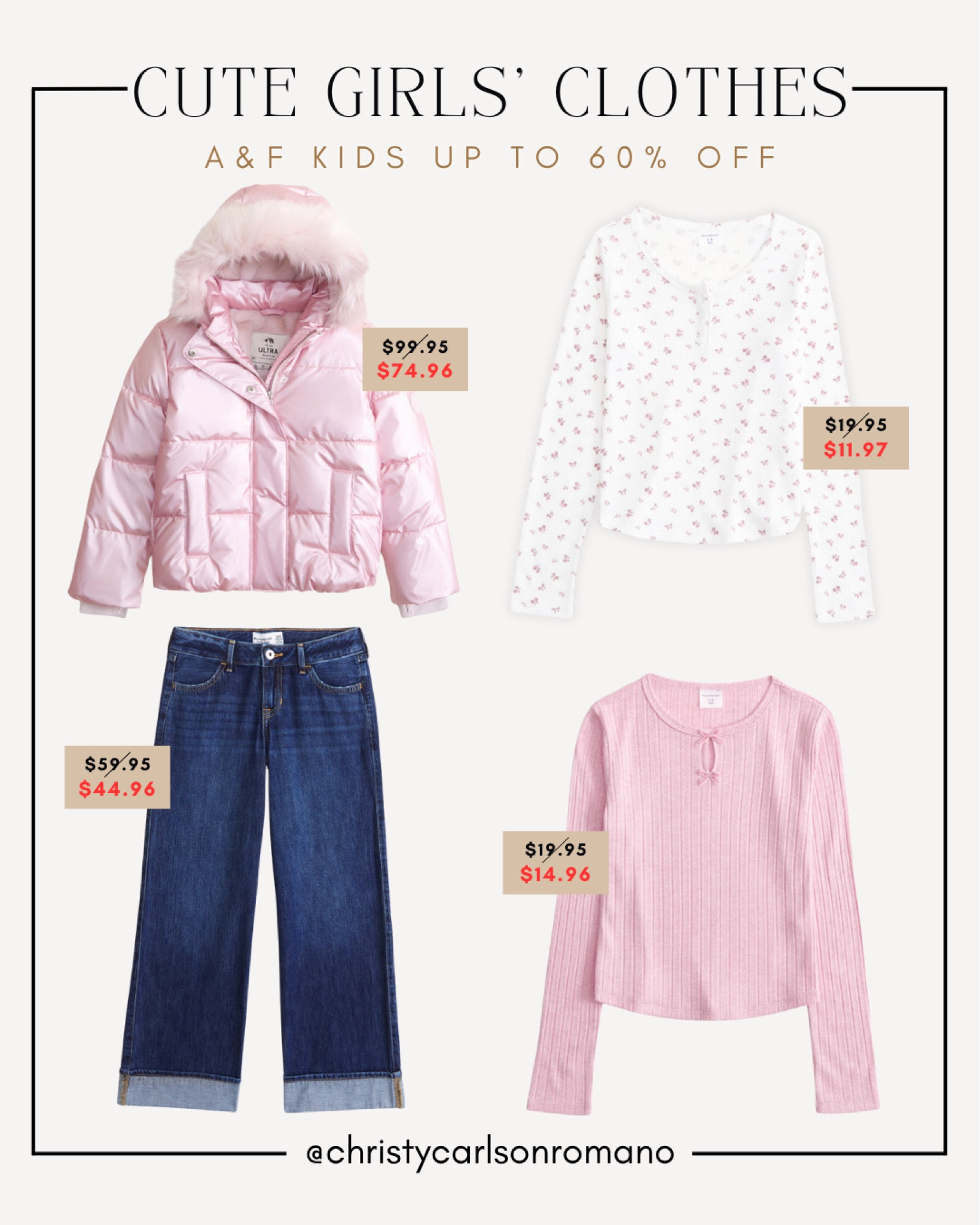 Spoil your little girl with these cute clothes from Abercrombie & Fitch! Grab them now while they're currently on sale for up to 60% off before they run out of stock.
#kidsclothes #fallstyle #everydaylook #transitionaloutfit

#LTKSaleAlert #LTKKids #LTKStyleTip