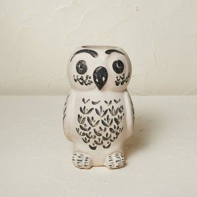 9&#34; x 5.5&#34; Owl Vase Beige Tint - Opalhouse&#8482; designed with Jungalow&#8482; | Target