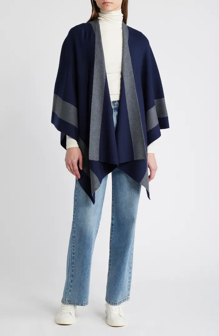Cozy Contrast Border Ruana | Nordstrom