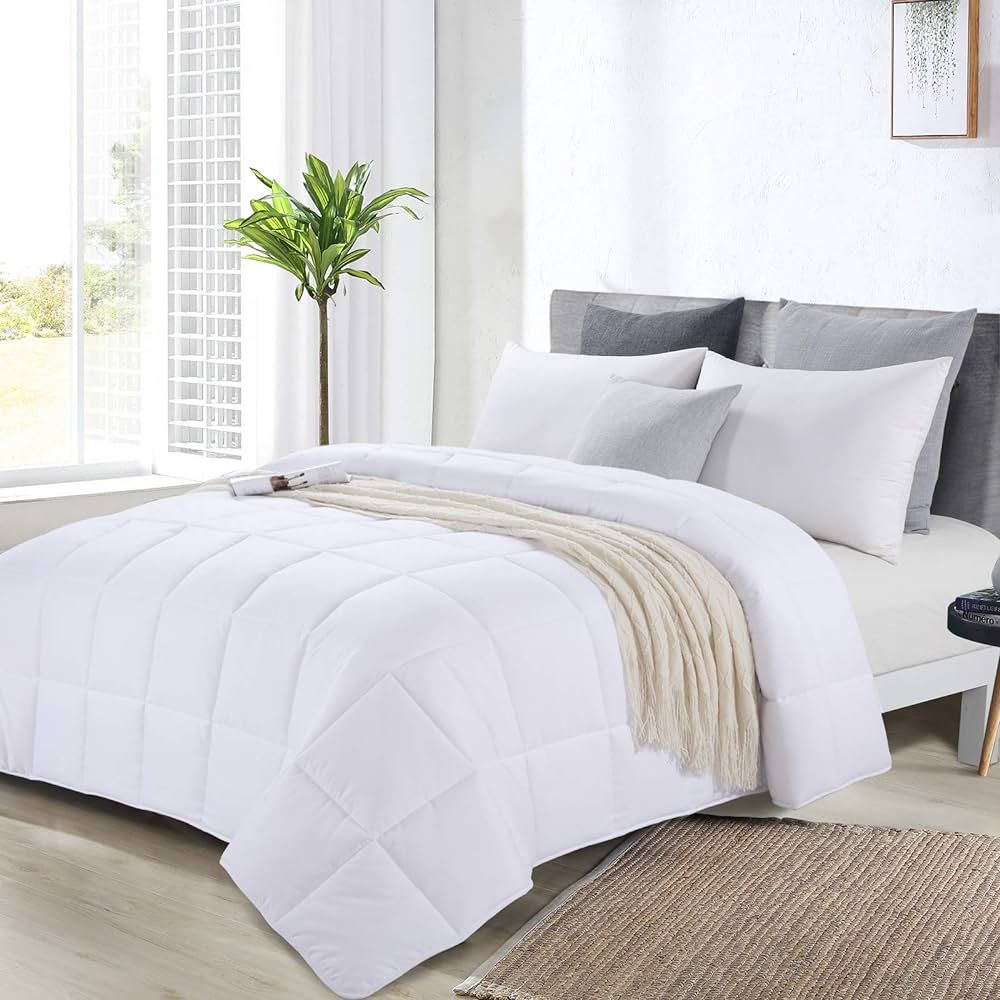HOMBYS Oversized King Microfiber Comforter 120x120 Lightweight Down Alternative for All Season,Wh... | Amazon (US)