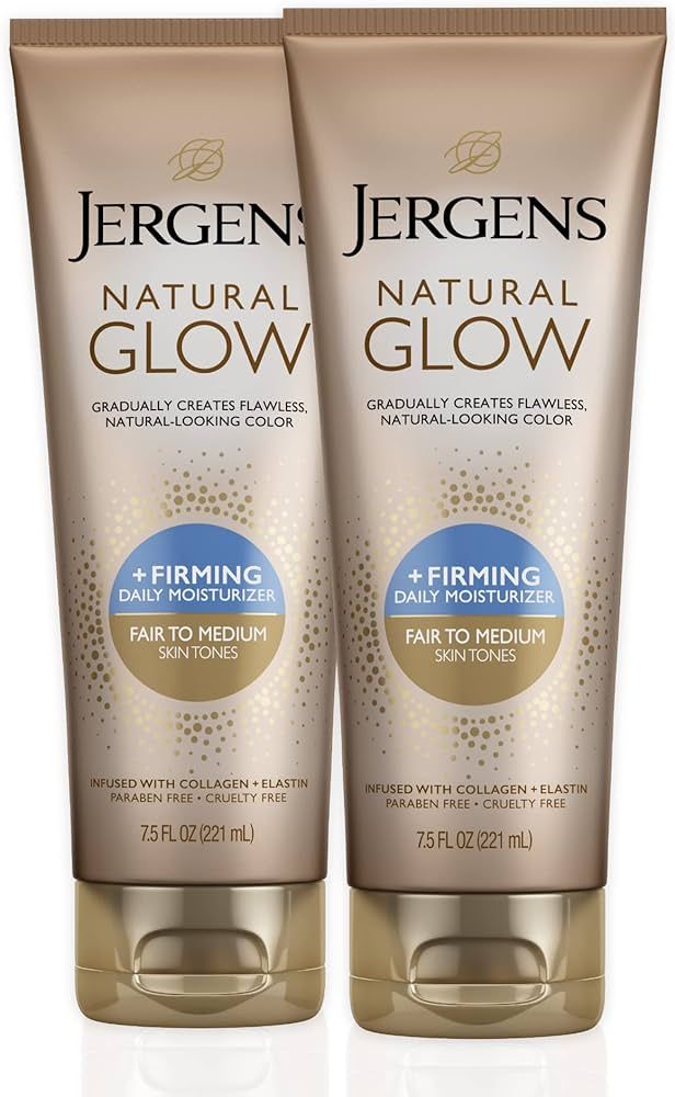 Jergens Natural Glow +FIRMING Self Tanner Body Lotion, Fair to Medium Skin Tone, Sunless Tanning ... | Amazon (US)