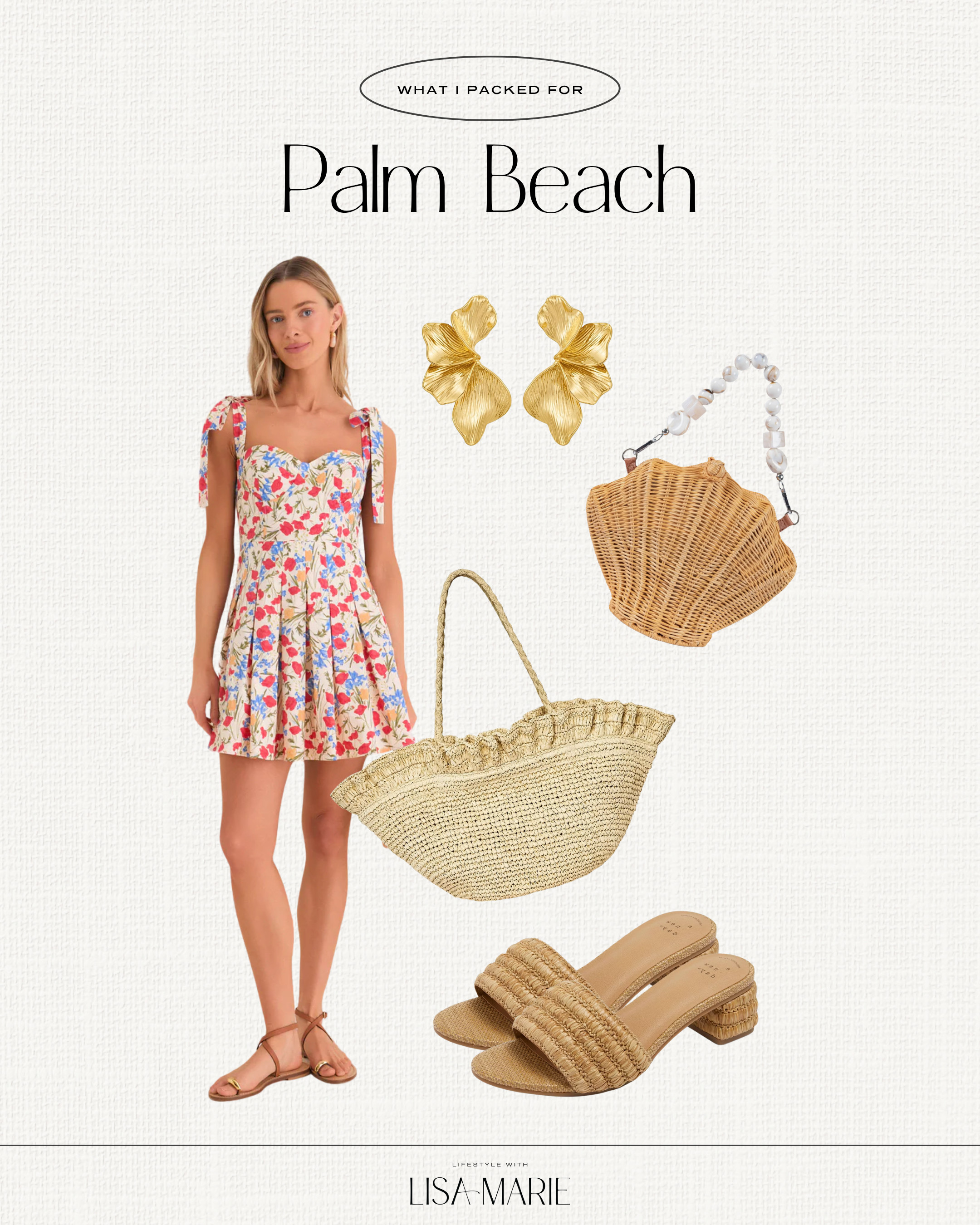What I packed for my Palm Beach vacation! Floral dresses for resorts, vacations, beach, pool and dinner or date night out. Straw purses, totes, bags, heels and slides. Gold jewelry statement earrings. Dresses for spring and summer. 

 

#LTKSeasonal #LTKPetite #LTKTravel