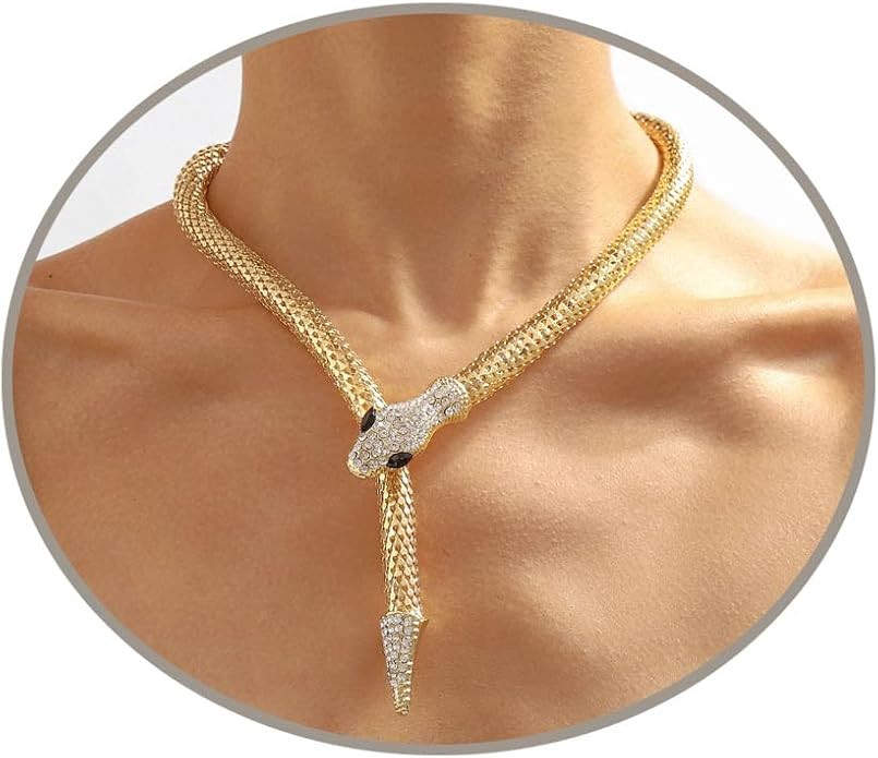 GYRMMUE Holloween Snake Necklace for Women Gothic Wave Gold/Silver Snake Choker Necklace for Holl... | Amazon (US)
