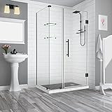 Aston SEN962EZ-ORB-533136-10 Bromley GS Frameless Hinged Shower Enclosure with StarCast Clear Glass and Shelves, 52.25" to 53.25" x 36.375" x 72", Oil Rubbed Bronze | Amazon (US)
