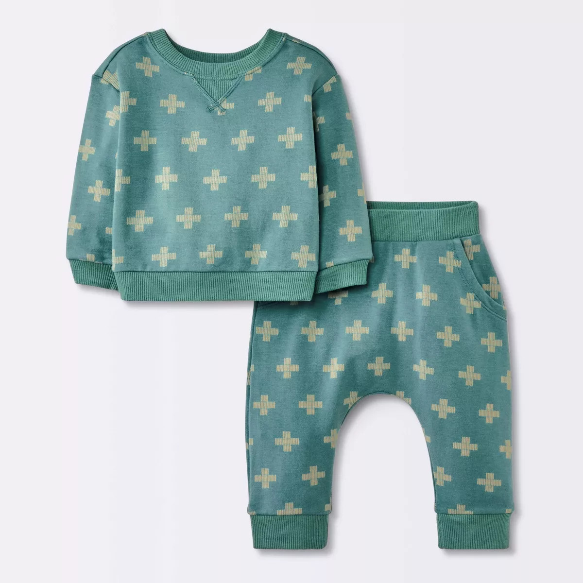 Baby Boys' 2pc Plus Sign Graphic Jogger Pants Set - Cloud Island™ Blue | Target