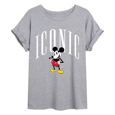 Women's Disney Iconic Oversized Graphic T-Shirt - Heather Grey - 2 X-Large | Target