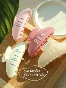 Personalized Initial Letter Hair Clip, Wedding Gift, Customized 1 To 4 Letters Solid Color Design... | SHEIN