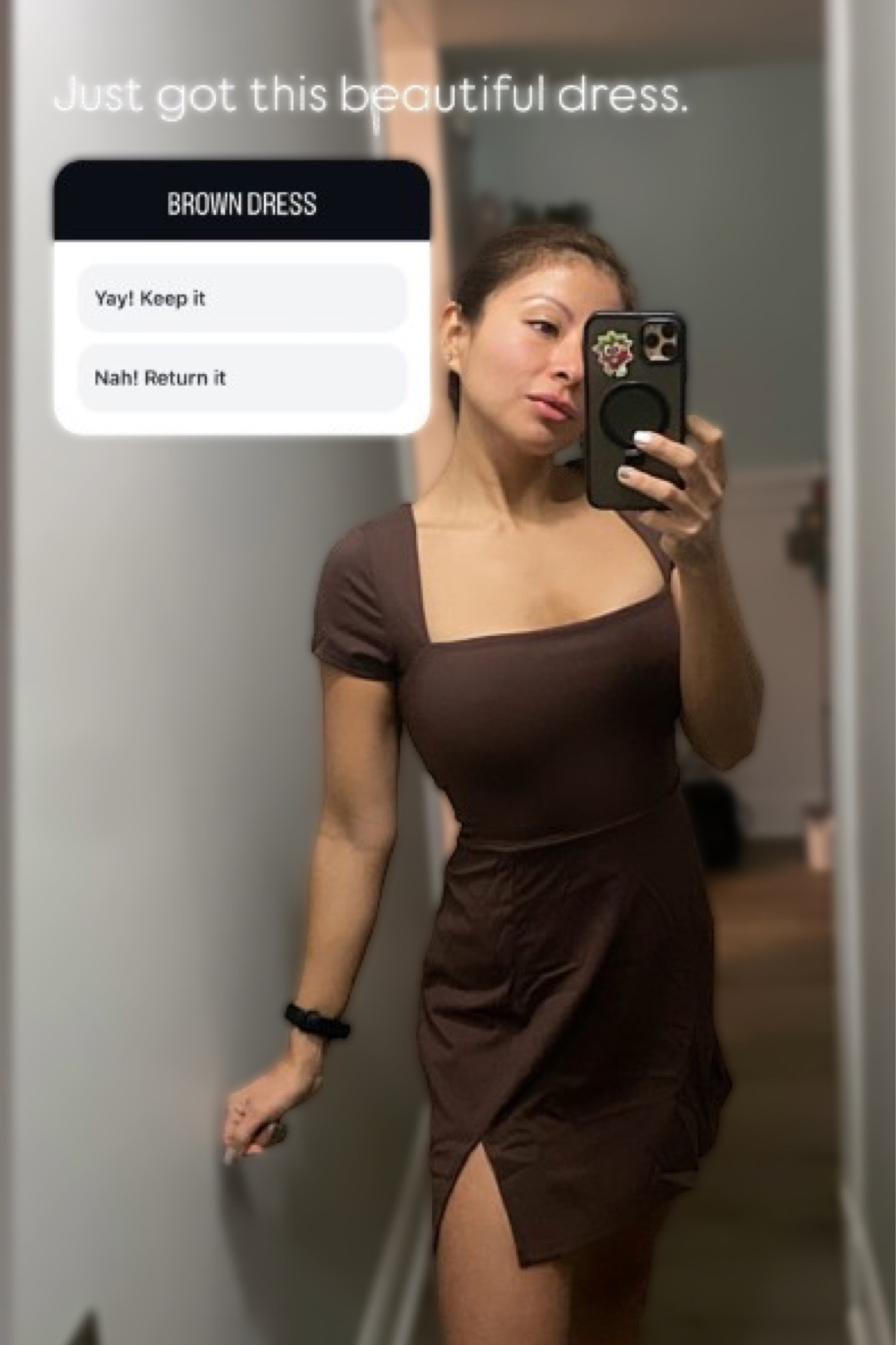 Obsessed with this new brown dress!Perfect for all seasons, even if you’re traveling. What do you think? Should I keep it or return it? Vote below! #OutfitOfTheDay #browndress #StyleInspo #trendycolor

#LTKGiftGuide #LTKSeasonal #LTKStyleTip