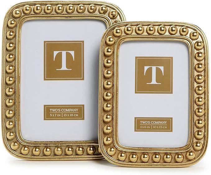 Two's Company Set of 2 Gold Ball Frame Includes 2 Sizes, 4x6 and 5x7 Inches, Resin and Glass, Hom... | Amazon (US)