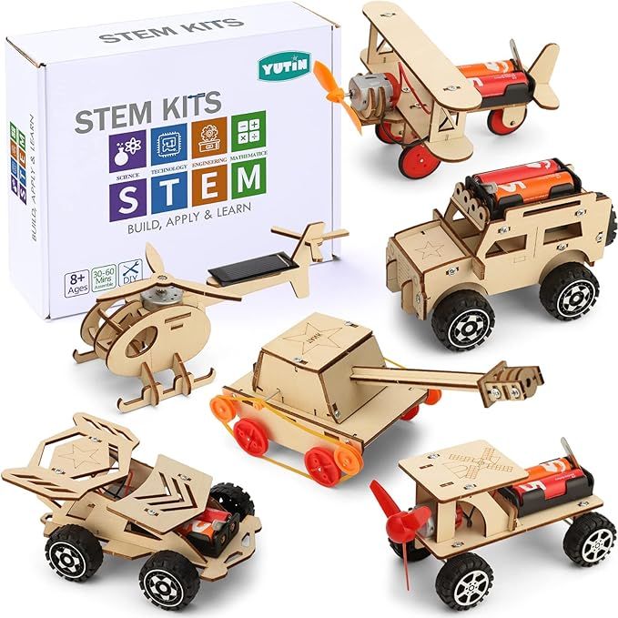 Yutin 6 in 1 STEM Building Kits for Kids, Wooden Car Model Kit for Boys to Build, DIY 3D Wood Puz... | Amazon (US)