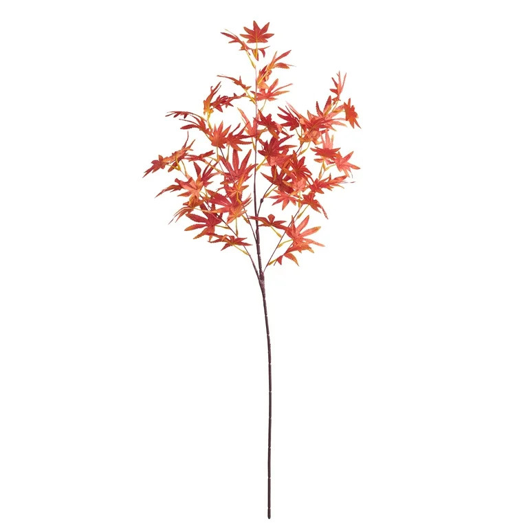 Mainstays Indoor 32 inch Artificial Polyester Maple Leaf Stem, Orange Color | Walmart (US)