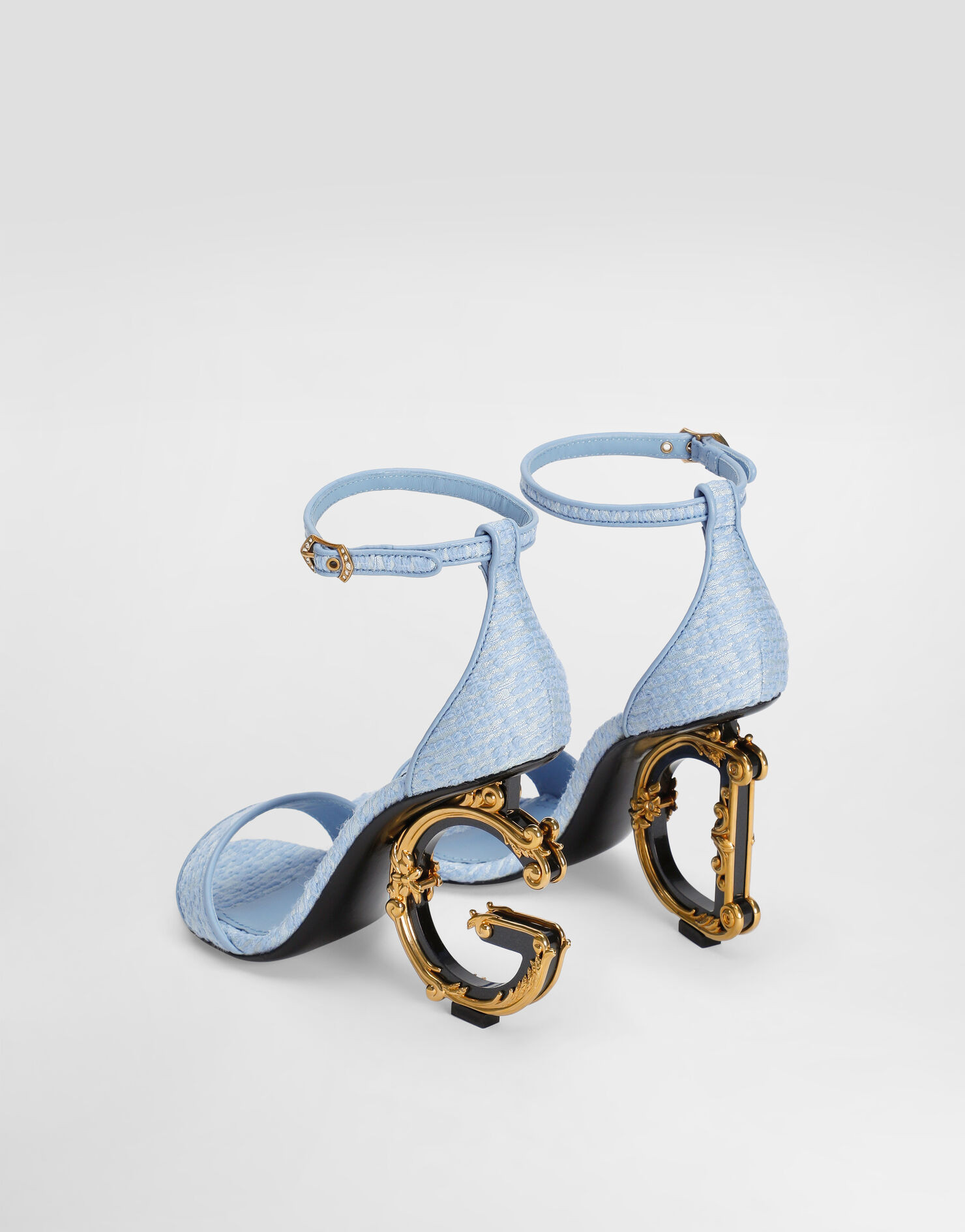 Bouclé fabric sandals with Baroque DG detail | Dolce & Gabbana US