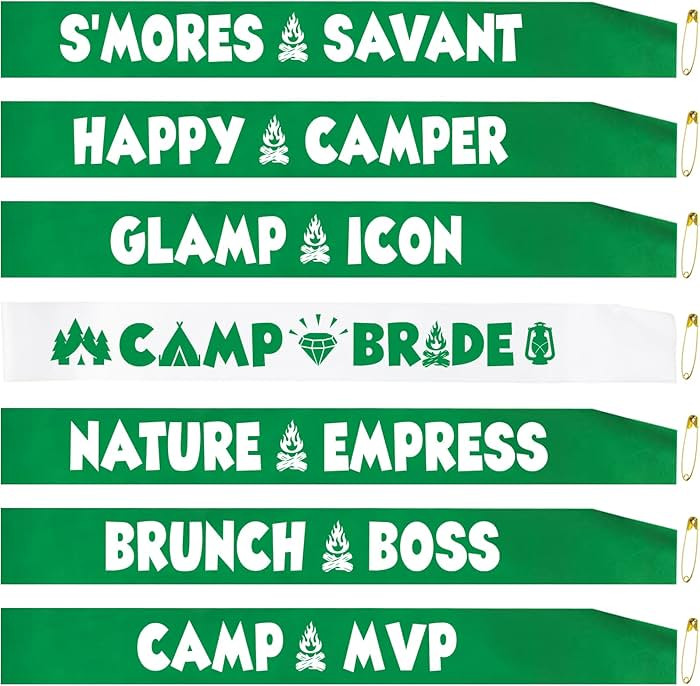 7 Pcs Camp Bride Sash Camping Bachelorette Party Decorations, White Camp Bride Sash and Retro Sag... | Amazon (US)