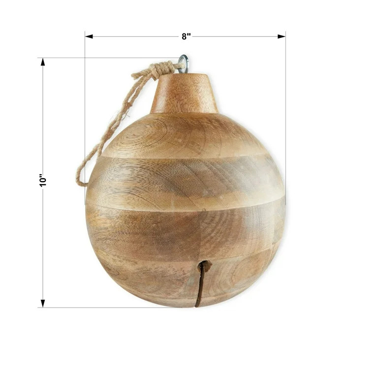 My Texas House Wood Jingle Bell Christmas Hanging Décor in Natural Finish, 10 inch | Walmart (US)