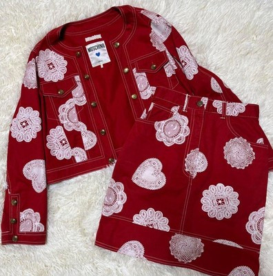 Vintage 90s MOSCHINO Red & White Jacket & Skirt Set Size XS/S  | eBay | eBay US