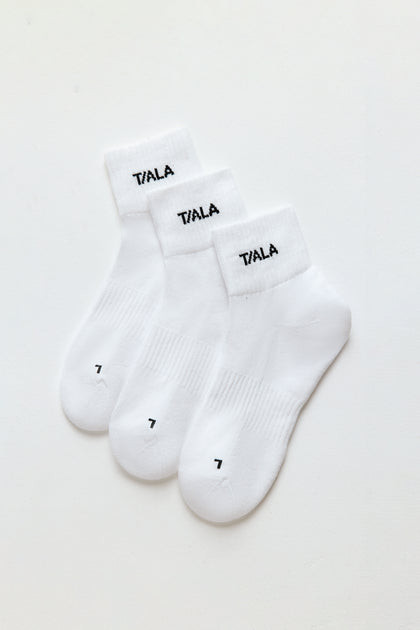 TALA Logo Socks 3 Pack - White And Black | TALA (UK)