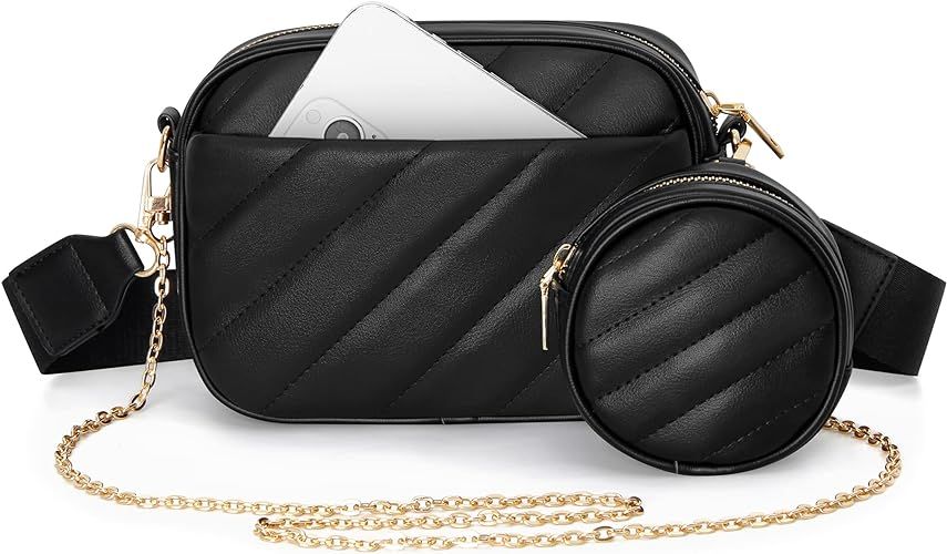 GEEAD Small Quilted Crossbody Bags for Women Trendy Design Shoulder Purse with Round Zip Bag | Amazon (US)