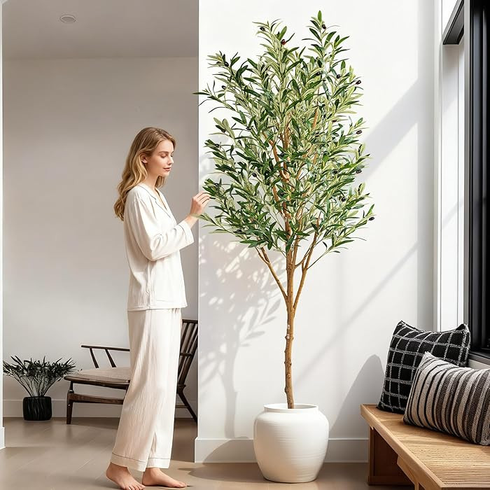 Tall Fake Olives Trees Large Artificial Olive Tree Indoor Outdoor Realistic Floor Plant Faux Flow... | Amazon (US)