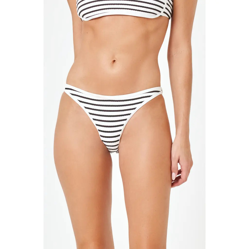 LSPACE Suzi Textured Stripe Bikini Bottoms in Sail Along Stripe at Nordstrom, Size Small | Nordstrom