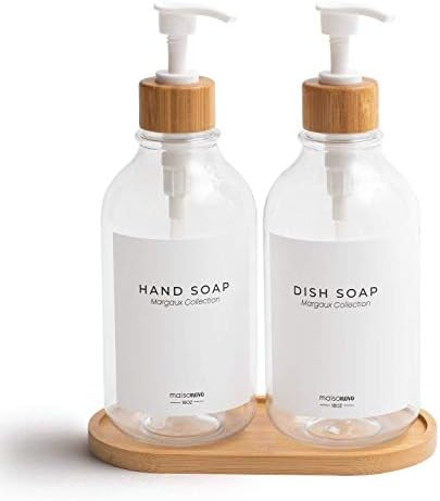 MaisoNovo Dish Soap Dispenser for Kitchen Sink w. Bamboo Pump and Soap Tray | Bathroom Soap Dispe... | Amazon (US)