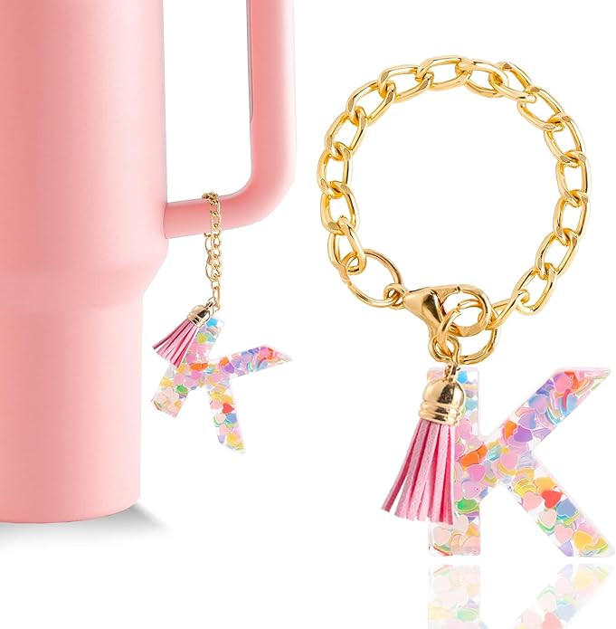 Letter Charm Accessories for Stanley Cup 1 PCS Cute Initial Keychain Handle Charm for Stanley Tum... | Amazon (US)