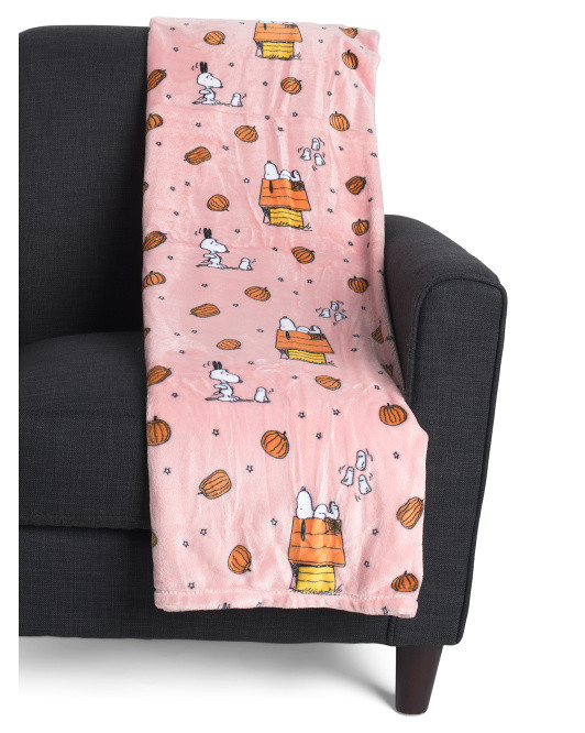 Snoopy Pumpkin Dog House Plush Throw | TJ Maxx