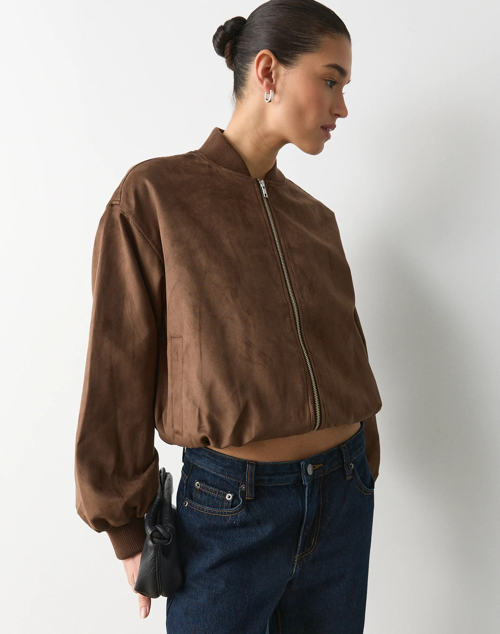 Faux Suede Bomber Jacket | Glassons (Australia)