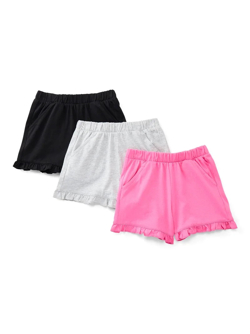 Wonder Nation Toddler Girls Ruffle Hem Shorts, 3-Pack, Sizes 18M-5T | Walmart (US)