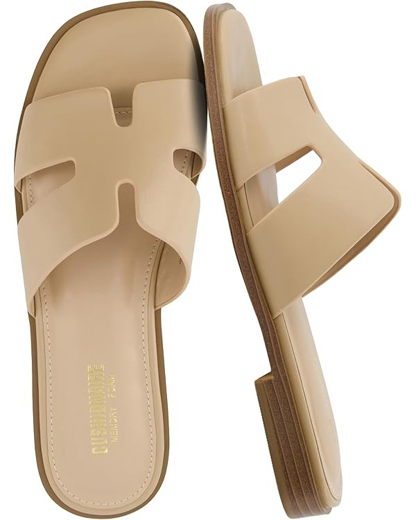 CUSHIONAIRE Voyage Cutout Strap Slides for Women, Slip On Summer Flats, Trendy Footwear, Memory F... | Amazon (US)