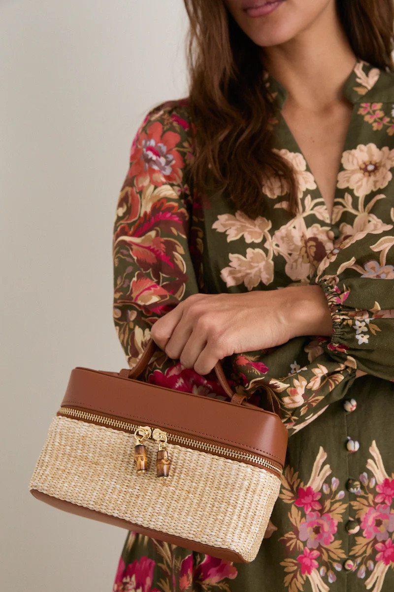 Cognac and Raffia Box Bag | Tuckernuck (US)