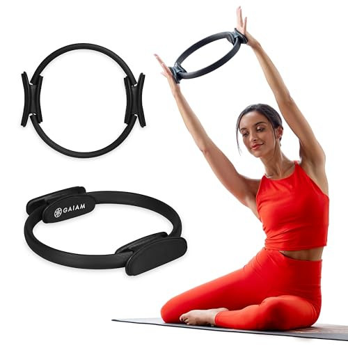 Gaiam Pilates Ring 12" Fitness Circle - Lightweight & Durable Foam Padded Handles | Flexible Resistance Exercise Equipment for Toning Arms, Thighs/Legs & Core, Black | Amazon (US)