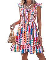 popvil Women Short Dress 2026 Summer Cute A-Line Mini Dress Square Neck Casual Flowy Sleeveless R... | Amazon (US)