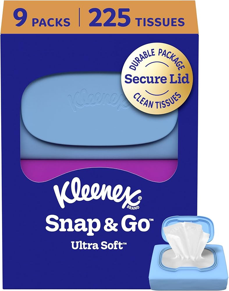 Kleenex Snap & Go Ultra Soft Facial Tissues, 9 On-the-Go Packs, 25 Tissues per Pack, 3-Ply, Packa... | Amazon (US)