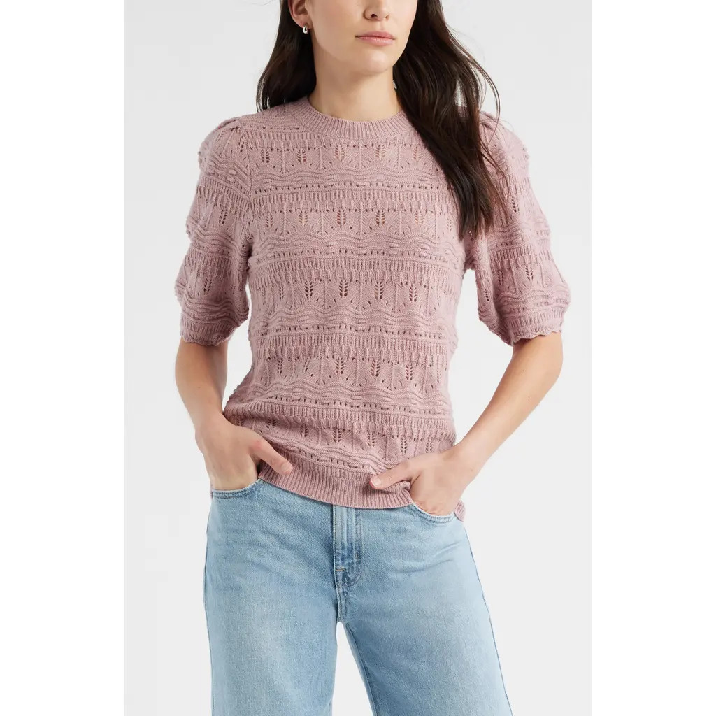 Caslon® Mixed Stitch Sweater in Pink Timber at Nordstrom Rack, Size X-Small | Nordstrom Rack