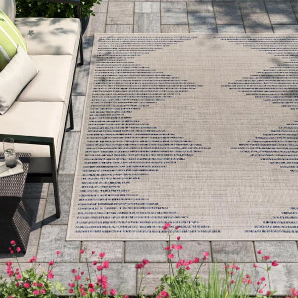 Calliah Striped Polypropylene Area Rug in Blue/Cream | Wayfair North America